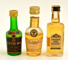 3 Db Mini Whisky-s üveg, Tartalommal, Köztük 2 Bontatlan - Sonstige & Ohne Zuordnung