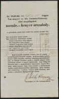 1850 Vas Megye Zsemle és Kenyér árszabály Hirdetmény, Gróf Zichy Hermann... - Non Classificati