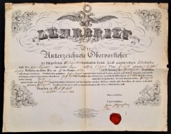 1852 Mesterlevél PinkafÅ‘i Kovács Részére 15kr Szignettával  / 1852 Guild... - Ohne Zuordnung