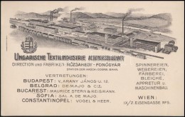 Cca 1910 A Rózsahegy - Fonógyár, Felvidék - (Ungarische Textilindustrie... - Pubblicitari