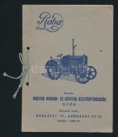 Cca 1937 Rába Traktor IsmertetÅ‘ Füzet, Papírkötésben - Advertising