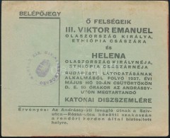 1937 BelépÅ‘jegy III. Viktor Emanuel Olaszország Királya, Ethiópia... - Sonstige & Ohne Zuordnung