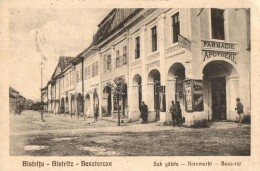T2/T3 Beszterce, Bistritz, Bistrita; Sub Galete, Farmacie / Kornmarkt, Apotheke / Búza Tér, Minerva... - Unclassified