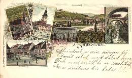 * T2/T3 Brassó, Kronstadt, Brasov; Evang. Kirche, Rathaus, Marktplatz, Schlossberg, Graft. Verlag W.... - Unclassified