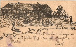 T2/T3 1899 Csúz, Cúz, Dubník; Kézzel Rajzolt Képeslap / Hand-drawn Art Postcard,... - Ohne Zuordnung