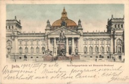 T2/T3 Berlin, Reichstagsgebaude Mit Bismarck Denkmal / Reichstag Building, Statue (EK) - Ohne Zuordnung