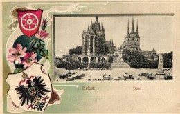 ** T1/T2 Erfurt, Dom, Wappen / Cathedral, Emb. Coat Of Arms, Litho - Ohne Zuordnung