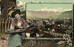 T2/T3 Bolzano, Bozen (Südtirol); Bahnhof / Railway Station. Lady, Floral Frame (EK) - Non Classificati