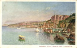** T4 Sorrento, Imperial Hotel Tramontano, Sailboats, Ship, Port, Bay (ázott / Wet Damage) - Unclassified