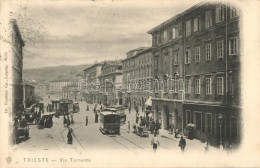 T2/T3 Trieste, Via Torrente / Street View, Trams, Shops. Dr. Trenkler & Co. (Rb) - Ohne Zuordnung
