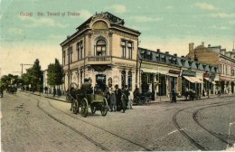 * T3 Galati, Galatz; Str. Tecuci Si Traian, Farmacie T. B. Aburel, Cofetaria Spaniola / Street View With Pharmacy,... - Unclassified