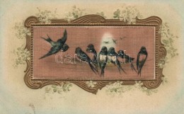 ** T2 Swallows, Emb. Litho Silk Card - Unclassified