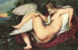 ** T2 Leda Mit Dem Schwan / Erotic Nude Art Postcard S: Michelangelo Buonarroti - Unclassified