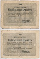 1849. 30kr 'Kossuth Bankó' (2x) Egyik Sorozatszáma Csillaggal T:IV
Adamo G103 - Unclassified