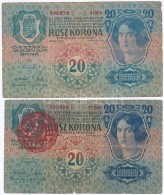 1913. 20K + 1913. 20K Piros 'MAGYARORSZÁG' Felülbélyegzéssel T:III- - Unclassified