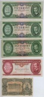 1923. 500K 'Magyar Pénzjegynyomda Rt. Budapest' + 1947. 10Ft + 1962. 10Ft (2x) + 1995. 100Ft T:II--III- - Unclassified