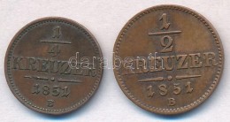 1851B 1/4kr Cu + 1851B 1/2kr Cu T:2,2- - Unclassified