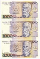 Brazília 1989. 1000C '1 Cruzado Novo' Felülbélyegzéssel (3x) Egy Pár... - Non Classificati