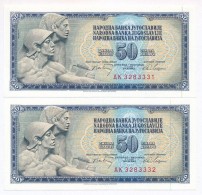 Jugoszlávia 1968. 50D (2x) SorszámkövetÅ‘k T:I
Yugoslavia 1968. 50 Dinara (2x) Sequential... - Unclassified