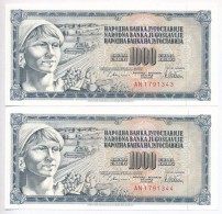 Jugoszlávia 1978. 1000D (2x) SorszámkövetÅ‘k T:I
Yugoslavia 1978. 1000 Dinara (2x) Sequential... - Ohne Zuordnung