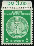 DIENSTMARKEN A D 18IIXII **, 1954, 5 Pf. Smaragdgrün, Type II, Wz. 2XII, Feinst, Gepr. Jahn, Mi. 250.- - Other & Unclassified