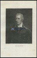 W. Pitt, Englischer Staatsmann, Stahlstich Von Ludwig Hoffmann Um 1840 - Litografía