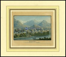 INTERLAKEN Mit Der Jungfrau, Altkolorierter Radierung Um 1820, Bei Diekenmann, Zürich - Lithographien