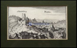 NIERSTEIN, Teilansicht Mit Der Schwabsburg, Kupferstich Von Merian Um 1645 - Lithographies