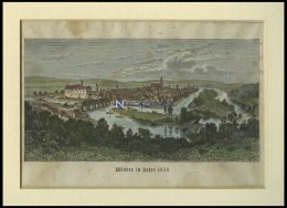 MÜNDEN, Gesamtansicht, Kolorierter Holzstich Auf Vaterländische Geschichten Von Görges 1843/4 - Litografía