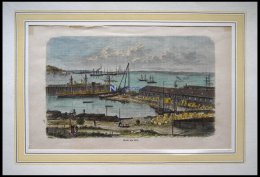 KIEL: Im Hafen, Kolorierter Holzstich Von G. Schönleber Von 1881 - Litografía