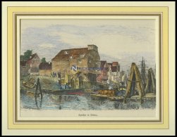 HAMBURG-ALTONA: Ein Speicher, Kolorierter Holzstich Von G. Schönleber Von 1881 - Lithographien