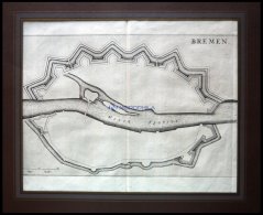 BREMEN. Grundrißplan Der Stadtmauern Mit Der Weser,Kupferstich Um 1700 - Lithographien