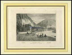 BAD EMS, Gesamtansicht, Stahlstich Von B.I. Um 1840 - Lithographien