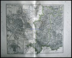 Generalkarte, Der Südwestliche Teil, Mit Grundrißplänen Von München Und Augsburg, Grenzkolorierter - Autres & Non Classés