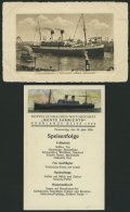 ALTE POSTKARTEN - SCHIFFE Monte Sarmiento, Doppelschraubenmotorschiff, Ansichtskarte Und Dazu Menükarte Des Schiffe - Other & Unclassified