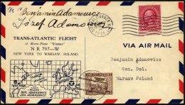 US-FLUGPOST 27.6.1934, Transatlantikflug NEW YORK-WARSCHAU (Adamowicz-Flug) Mit Autogrammen Der Flieger, US-polnische Fr - 1c. 1918-1940 Covers