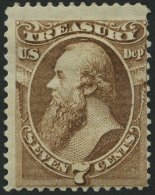 DIENSTMARKEN D 75 *, Scott O 76, 1873, 7 C. Treasury, Falzreste, Feinst, $ 250 - Other & Unclassified