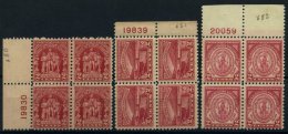 USA 319/20,324 VB **, Scott 680-82, 1929/30, 3 Verschiedene Postfrische Plattenviererblocks, Pracht - Usados