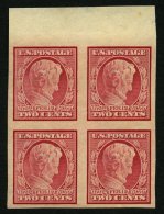 USA 175B VB **, Scott 368, 1909, 2 C. Lincoln, Ungezähnt, Im Postfrischen Randviererblock, Pracht - Oblitérés