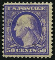 USA 172Ax *, Scott 341, 1909, 50 C. Washington, Wz. 1, Gezähnt L 12, Mehrere Falzreste, Pracht, $ 300.- - Oblitérés