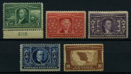 USA 154-58 *, Scott 323-27, 1904, Louisiana-Asustellung, 1 C. Mit Plattennummer, Falzreste, Satz Feinst/Pracht, $ 325 - Gebraucht