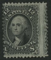 USA 21WII (*), Scott 97, 1861, 12 C. Washington, Waffeleinpressung, Ohne Gummi, Pracht, Signiert Hartmann, $ 1100.- - Autres & Non Classés