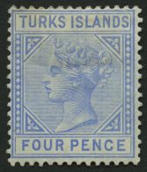 TURKS- UND CAICOS-INSELN 19 *, 1881, 4 P. Hellblau, Falzreste, Pracht, Mi. 120.- - Turks And Caicos