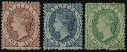 ST. LUCIA 4-6 (*), 1863, Königin Viktoria, Wz. 2, Ohne Gummi, Prachtsatz, Mi. 570.- - St.Lucia (1979-...)