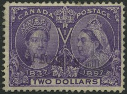 KANADA 50SP *, 1897, 2 $ Violett Mit Violettem Aufdruck SPECIMEN, Gummireste, Feinst (helle Stelle) - Kanada
