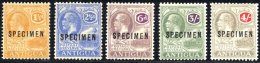 ANTIGUA 48,52,5,9,60Sp *, 1922/7, 11/2, 21/2, 6 P., 3 Und 4 Sh. König Georg V, Wz. CA Schreibschrift, Aufdruck SPEC - Antigua Y Barbuda (1981-...)