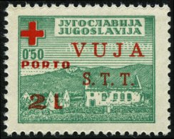 ZONE B ZP 1 *, Zwangszuschlagsporto: 1948, 2 L. Auf 0.50 Din. Dunkelgrün/rot, Falzrest, Pracht - Sonstige & Ohne Zuordnung