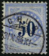 PORTOMARKEN P 12N O, 1882, 50 C. Ultramarin/dunkelblau, Rahmen Normalstehend, Pracht, R!, Mi. 600.- - Impuesto