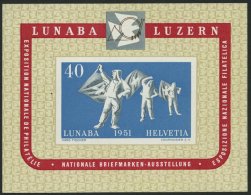 SCHWEIZ BUNDESPOST Bl. 14 **, 1951, Block LUNABA, Pracht, Mi. 260.- - Usados