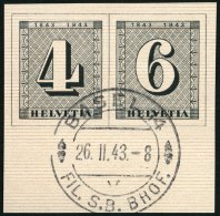 SCHWEIZ BUNDESPOST 417/8 O, 1943, Einzelmarken 100 Jahre Briefmarken, Ersttags-Sonderstempel, Prachtpaar - Usados